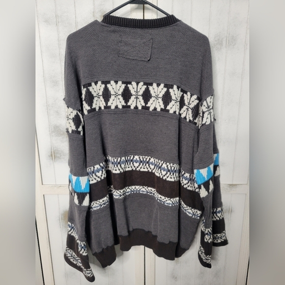 Nwot Free People Gray Combo Fair Isles Sweater Oversized Medium - Picture 2 of 5